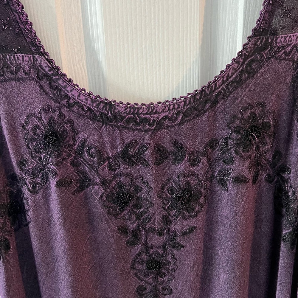 Raya Sun Sleeveless Maxi Dress Embroidered Floral Purple Women’s Size XL Boho